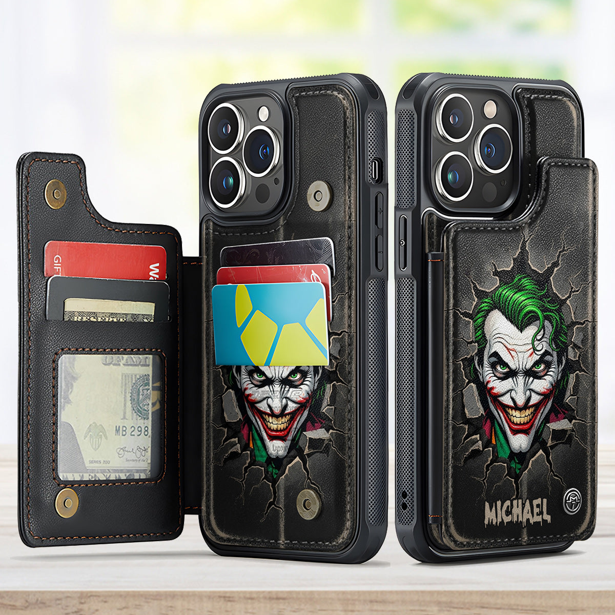 The Mad Love - Personalized Horror Character Fully Printed Wallet Phone Case