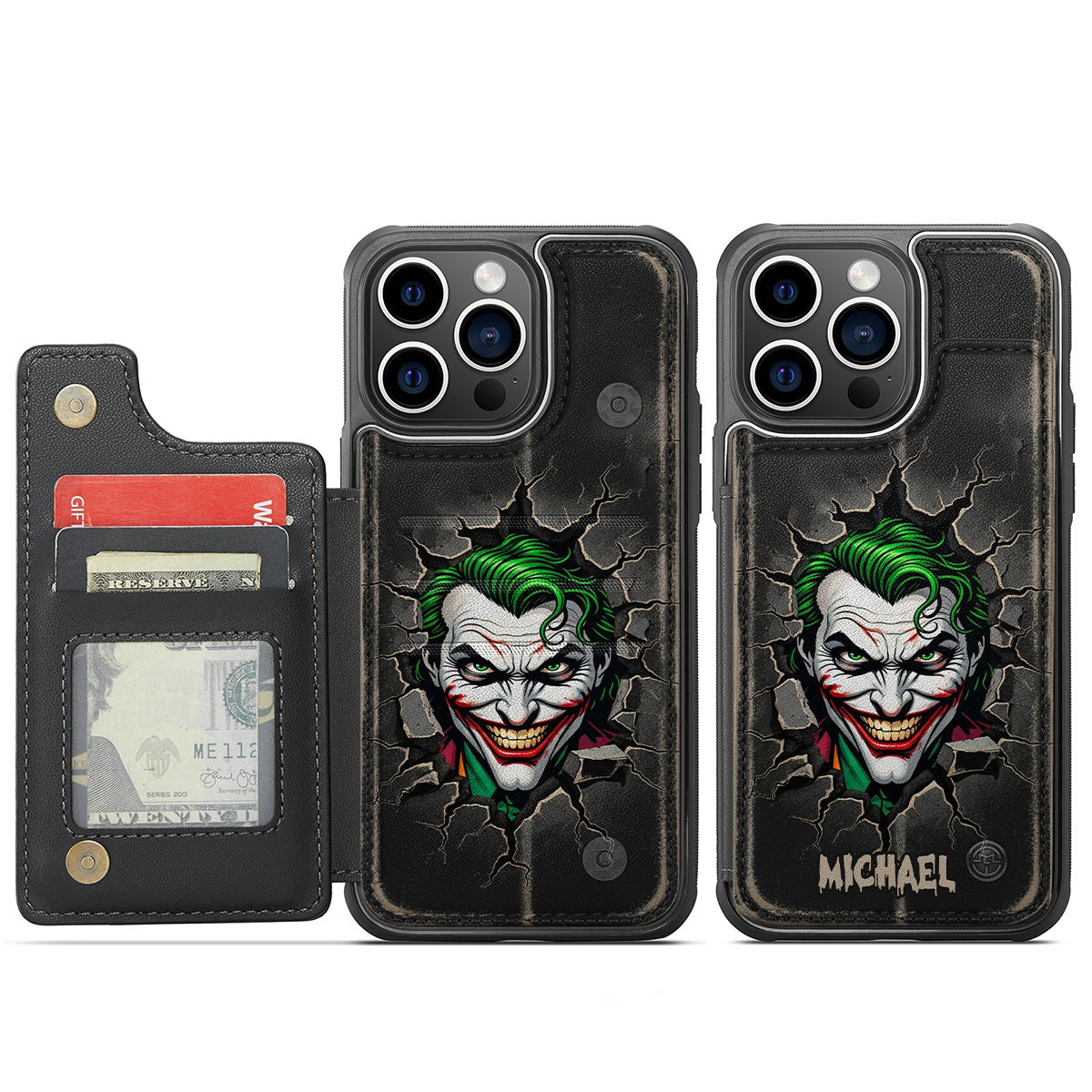 The Mad Love - Personalized Horror Character Fully Printed Wallet Phone Case