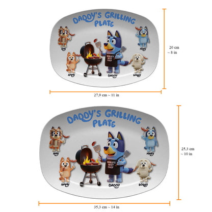 Daddy's Grilling Plate - Personalized Blue Dog Plate