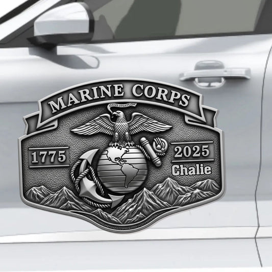 USMC 250th Anniversary - Personalized Veteran Car Magnet
