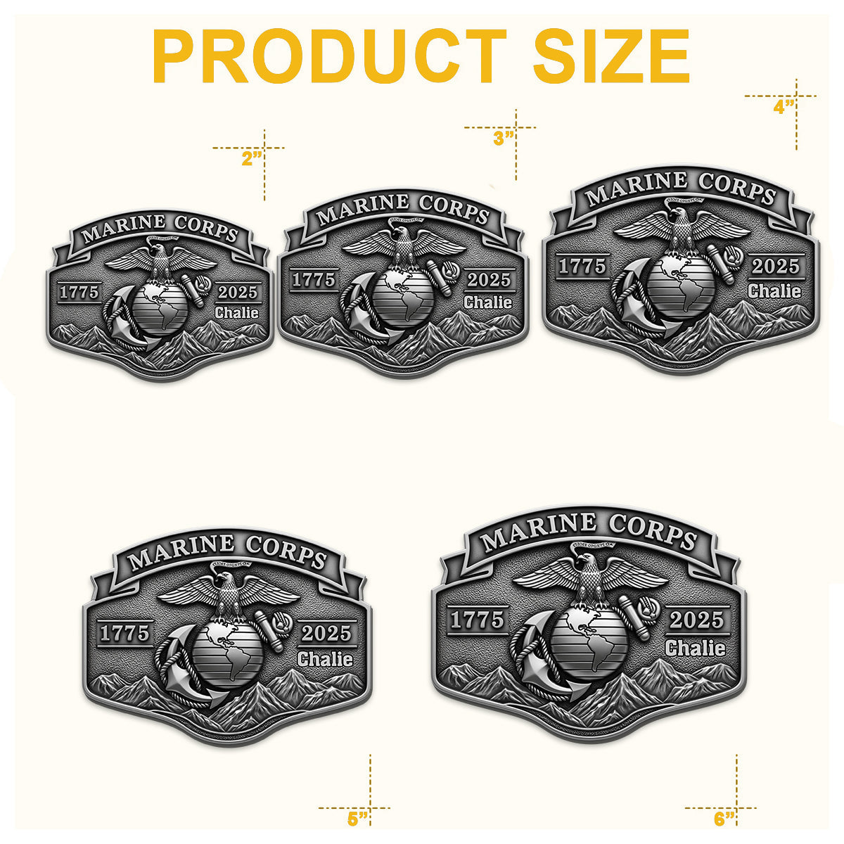 USMC 250th Anniversary - Personalized Veteran Car Magnet