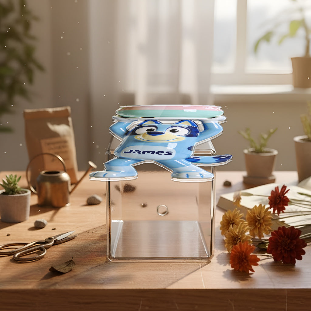 Happy Dog - Personalized Blue Dog Acrylic Pot