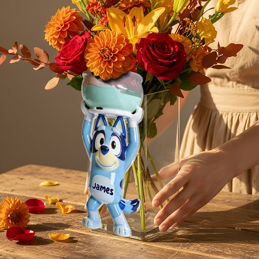 Happy Dog - Personalized Blue Dog Acrylic Pot