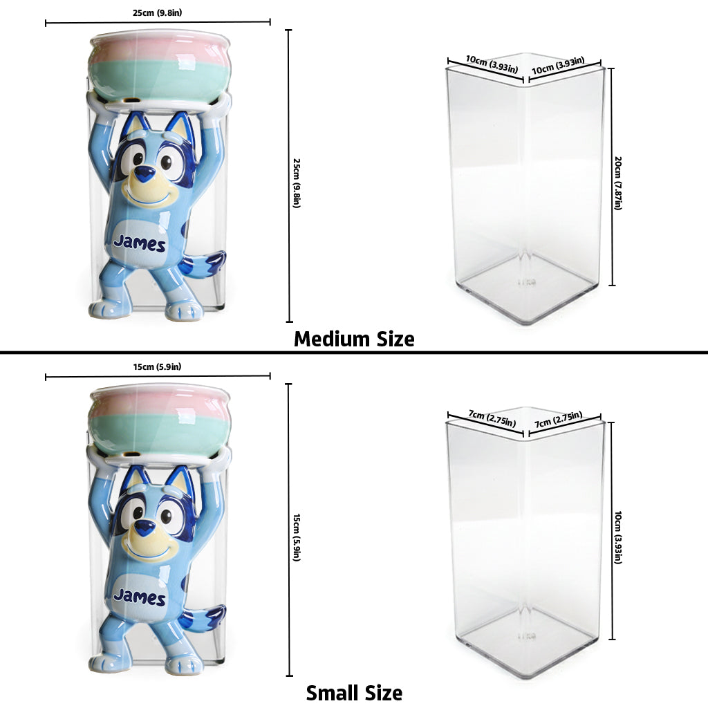 Happy Dog - Personalized Blue Dog Acrylic Pot