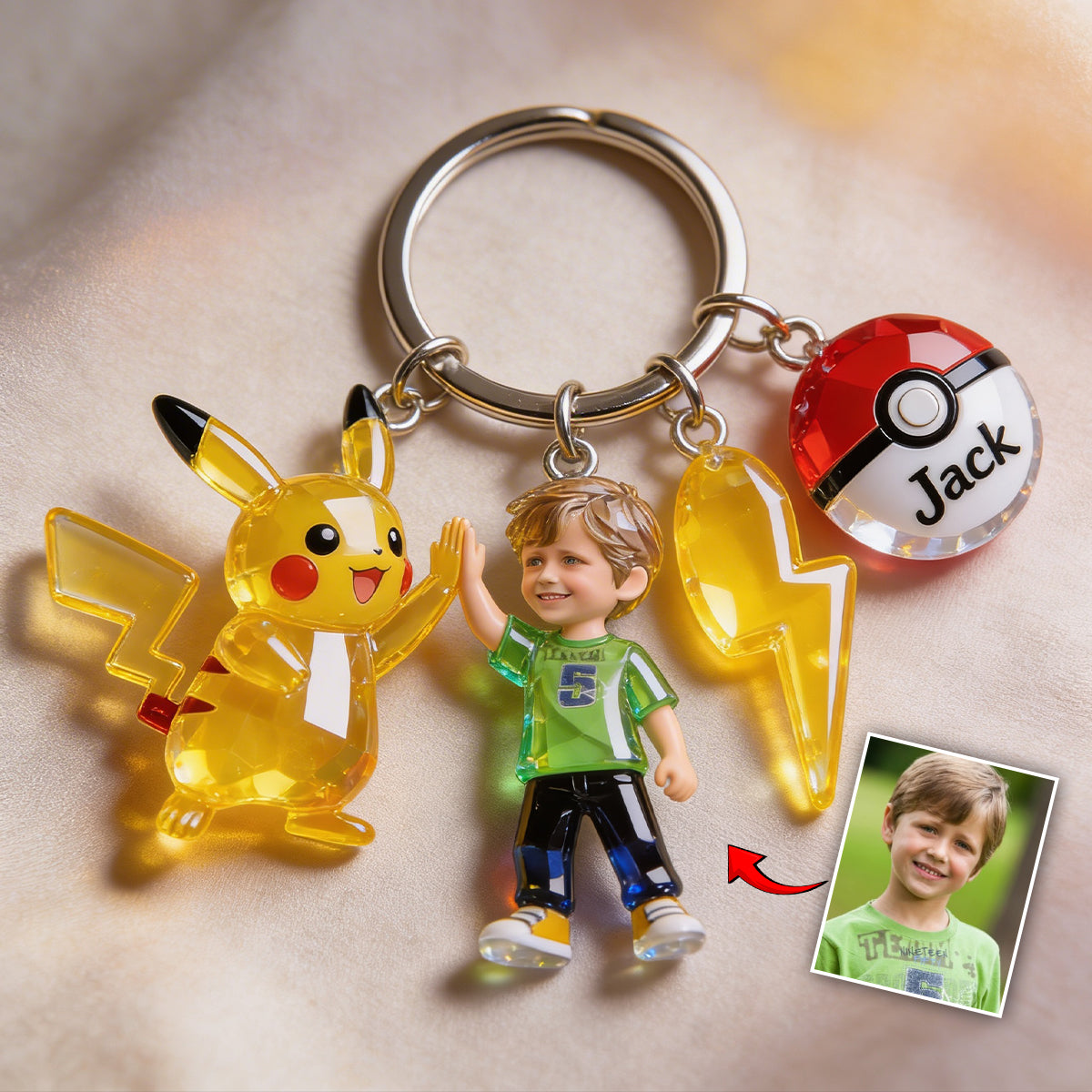 Monsters Custom From Photo - Personalized Monster Trainer Premium Keychain With Charms