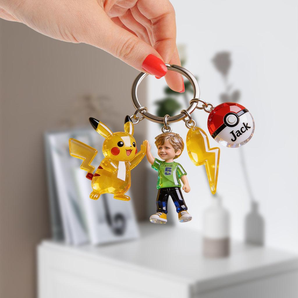 Monsters Custom From Photo - Personalized Monster Trainer Premium Keychain With Charms