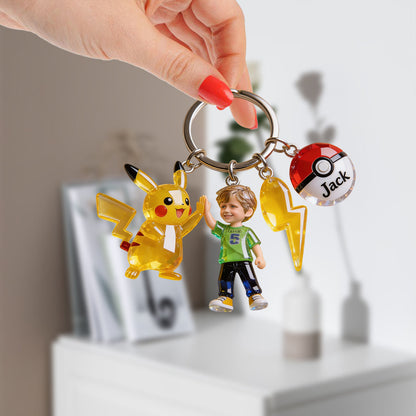 Monsters Custom From Photo - Personalized Monster Trainer Premium Keychain With Charms
