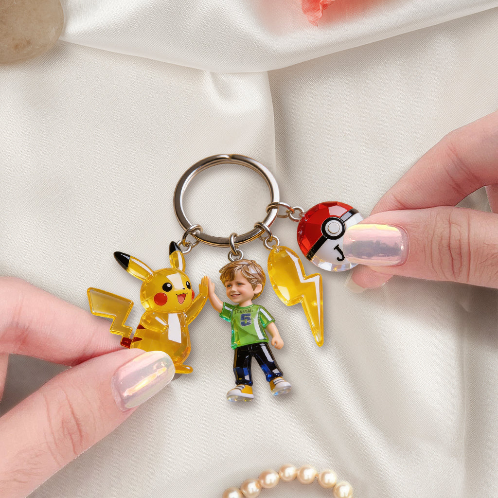 Monsters Custom From Photo - Personalized Monster Trainer Premium Keychain With Charms