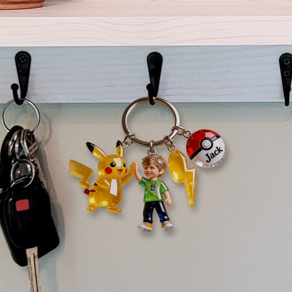 Monsters Custom From Photo - Personalized Monster Trainer Premium Keychain With Charms