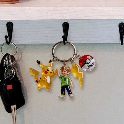 Monsters Custom From Photo - Personalized Monster Trainer Premium Keychain With Charms