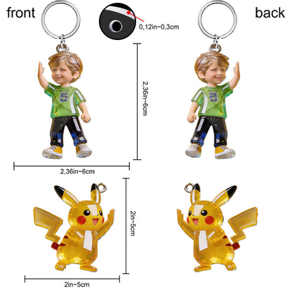 Monsters Custom From Photo - Personalized Monster Trainer Premium Keychain With Charms