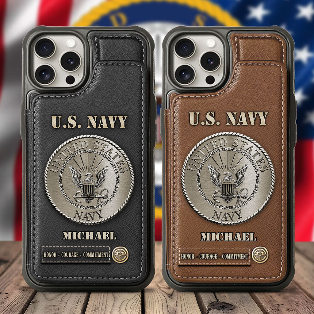 Honor, Courage, Commitment - Personalized Veteran Wallet Phone Case