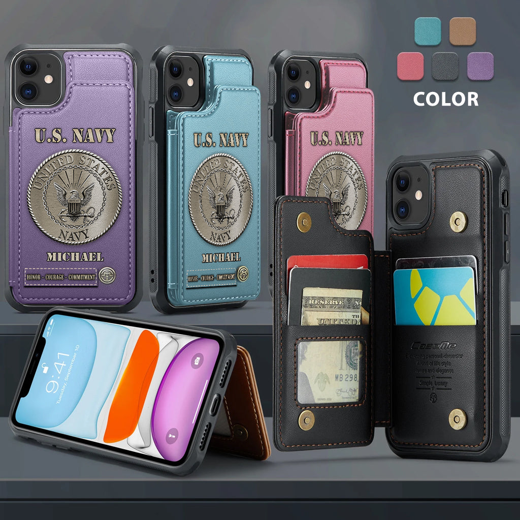 Honor, Courage, Commitment - Personalized Veteran Wallet Phone Case