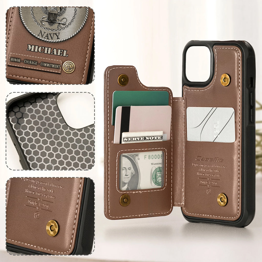 Honor, Courage, Commitment - Personalized Veteran Wallet Phone Case