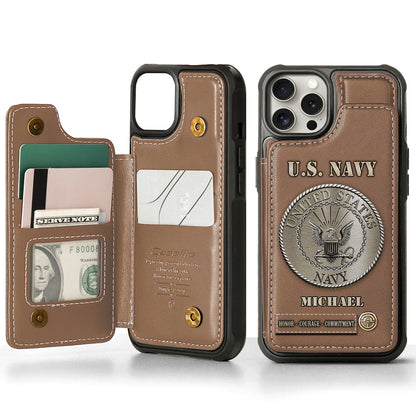 Honor, Courage, Commitment - Personalized Veteran Wallet Phone Case