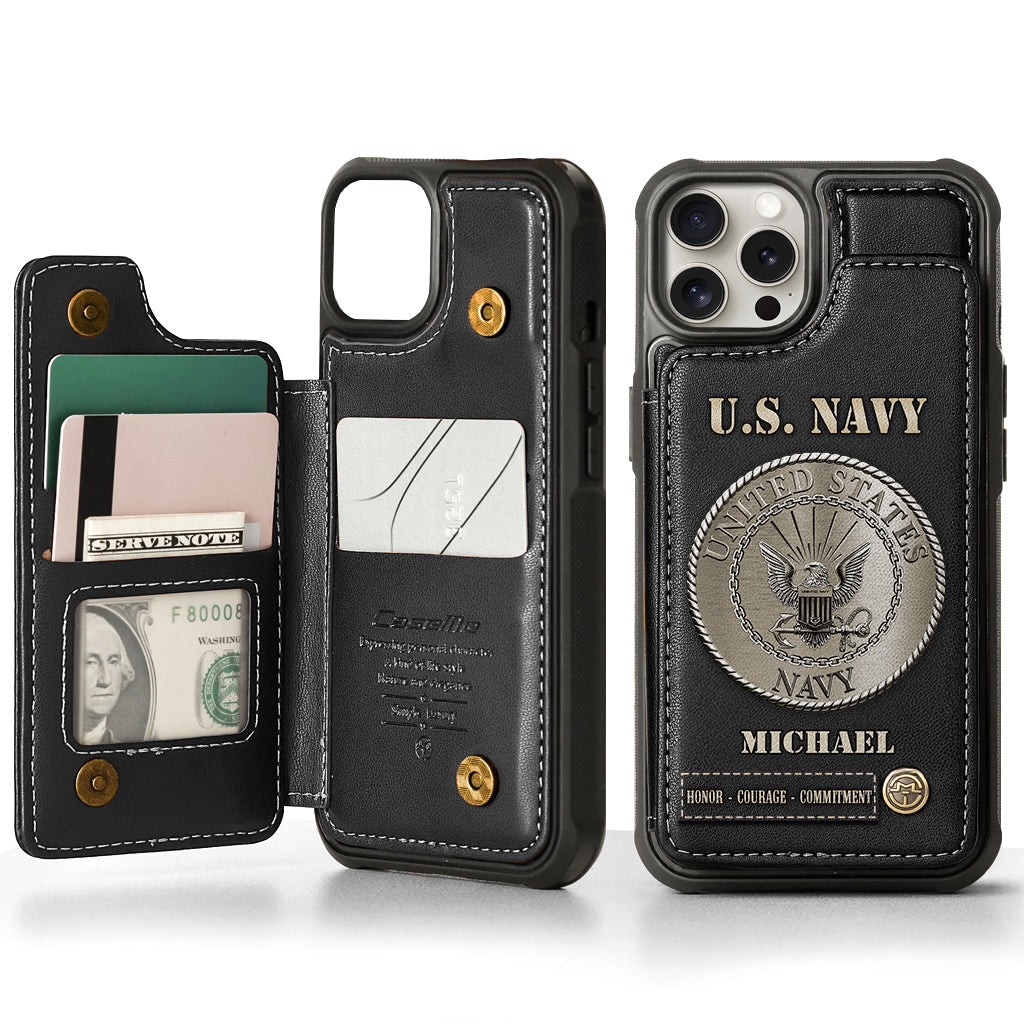 Honor, Courage, Commitment - Personalized Veteran Wallet Phone Case