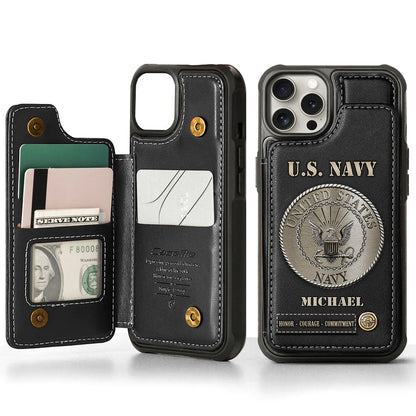Honor, Courage, Commitment - Personalized Veteran Wallet Phone Case