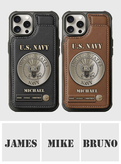 Honor, Courage, Commitment - Personalized Veteran Wallet Phone Case