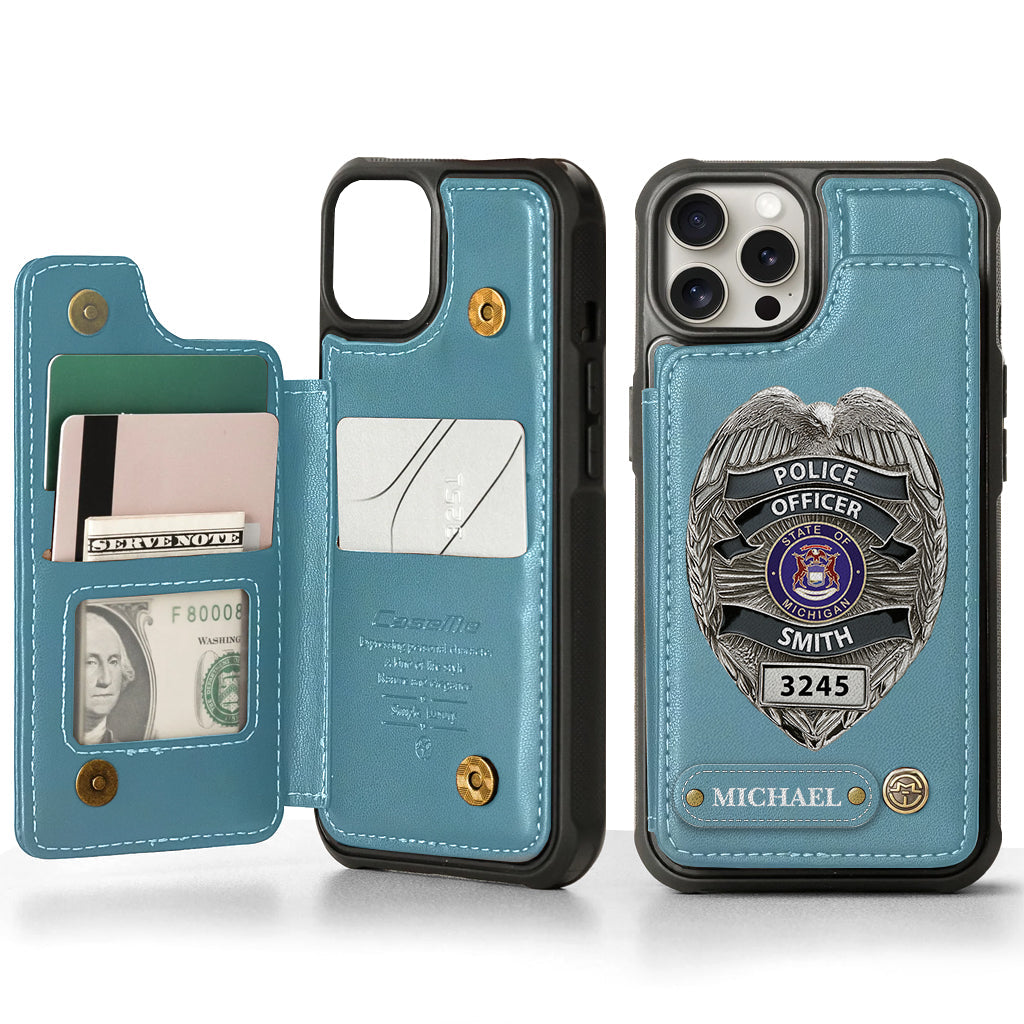 Serve And Protect - Personalized Police Officer Wallet Phone Case