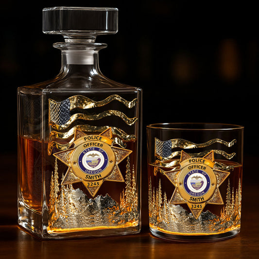 Serve And Protect - Personalized Police Officer Whiskey Decanter Set