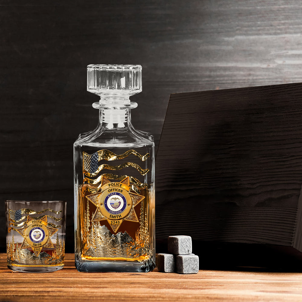 Serve And Protect - Personalized Police Officer Whiskey Decanter Set
