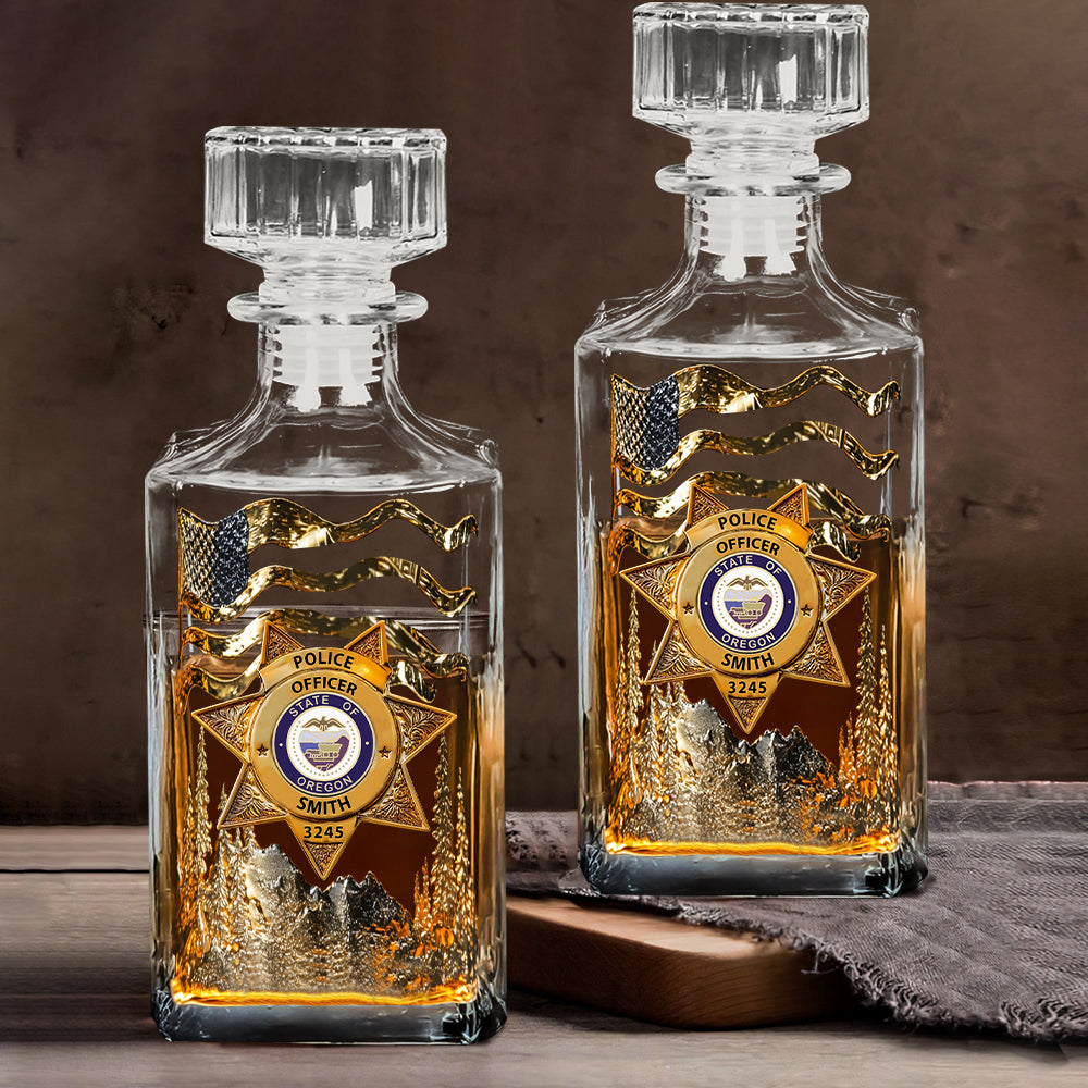 Serve And Protect - Personalized Police Officer Whiskey Decanter Set