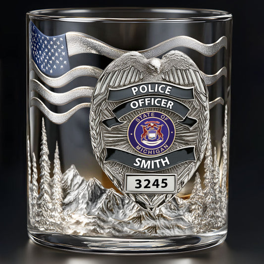 Serve And Protect - Personalized Police Officer Whiskey Glass