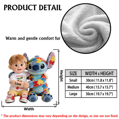 Autism Support Cartoon - Personalized Autism Awareness Premium Faux Fur Pillow