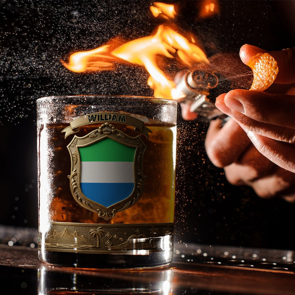 Flag of Sierra Leone - Personalized Expats Whiskey Glass