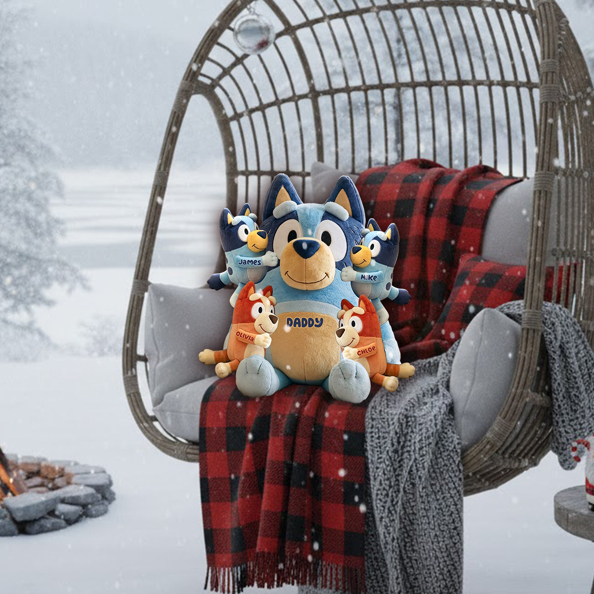 Best Dad Ever - Personalized Blue Dog Premium Faux Fur Pillow