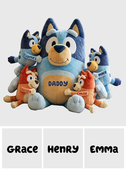 Best Dad Ever - Personalized Blue Dog Premium Faux Fur Pillow