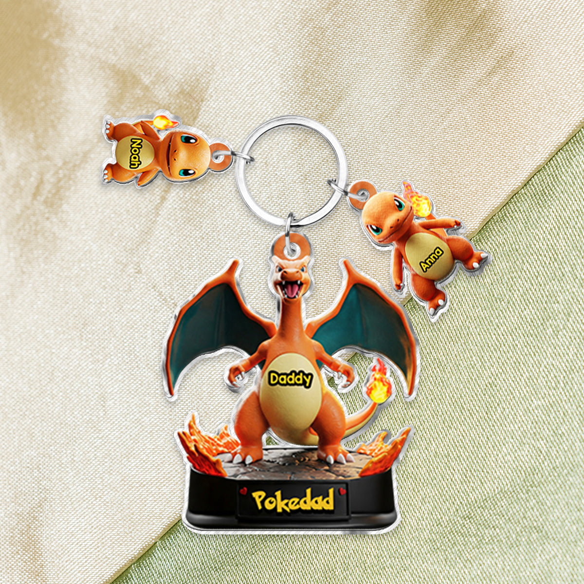 Pokedad - Personalized Monster Trainer Keychain with Charms