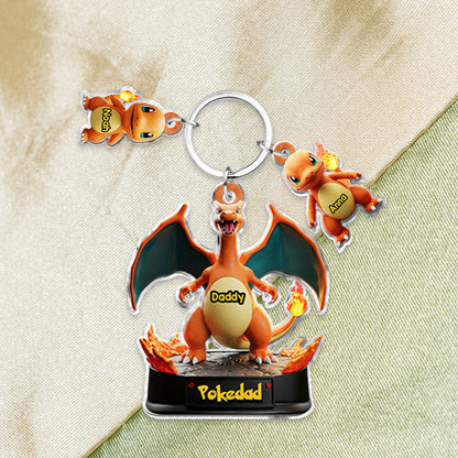 Pokedad - Personalized Monster Trainer Keychain with Charms