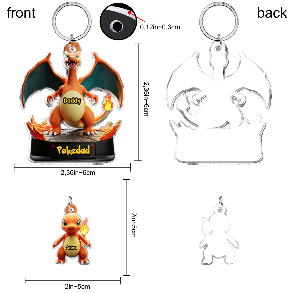 Pokedad - Personalized Monster Trainer Keychain with Charms
