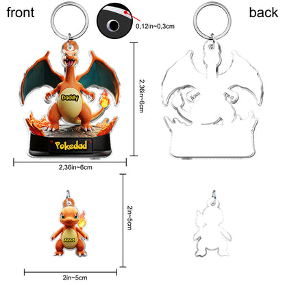 Pokedad - Personalized Monster Trainer Keychain with Charms