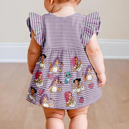 Demon Hunter Fan - Personalized Kid Ruffle Sleeve Dress
