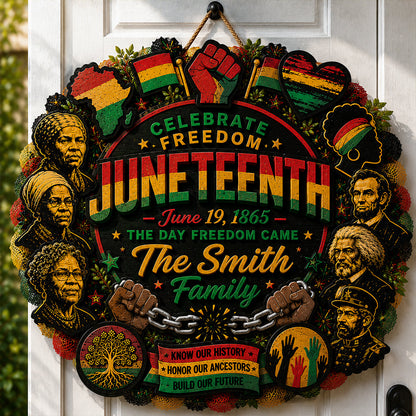 Happy Juneteeth, Black History, Black Pride - Personalized African American Custom Shaped Wood Sign