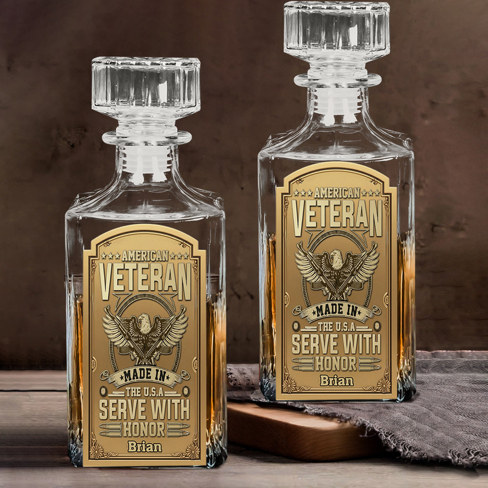 Veteran Whiskey Bottle - Personalized Veteran Whiskey Decanter Set