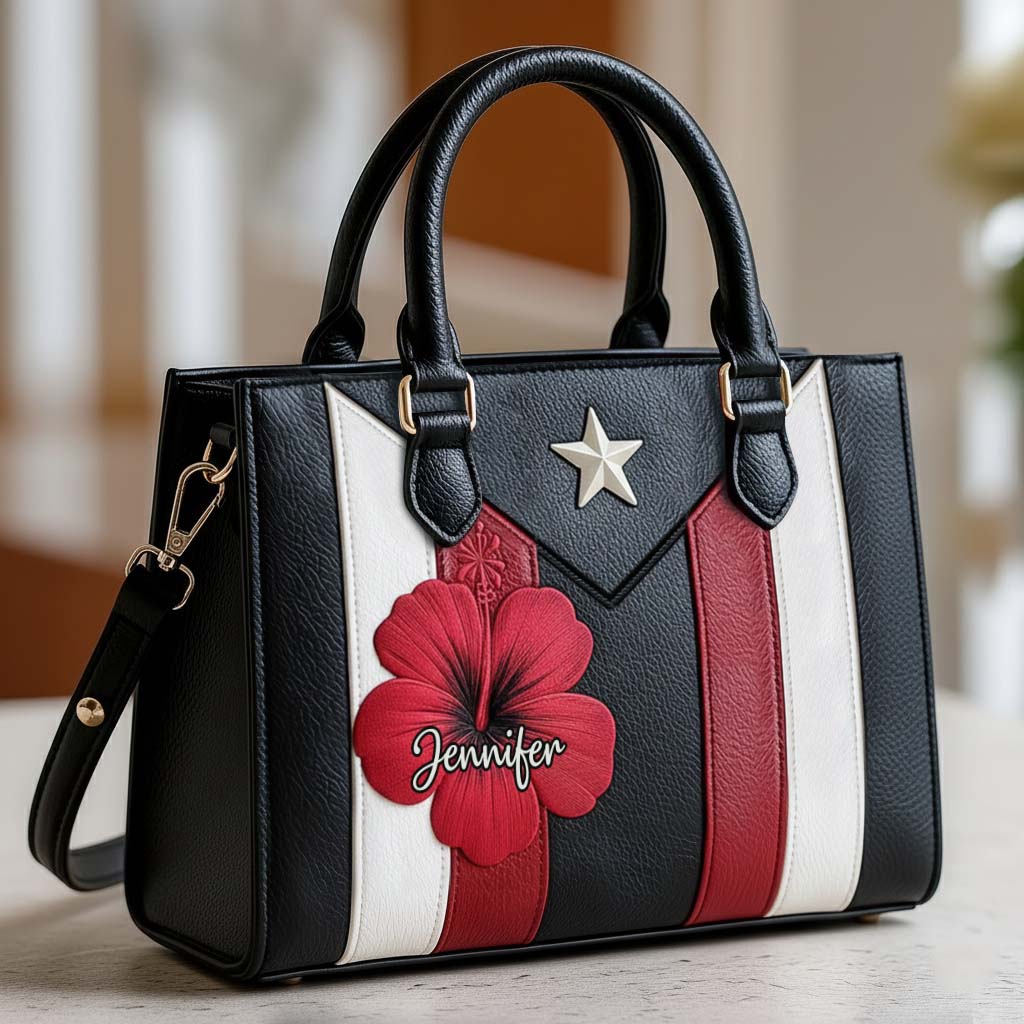 Gift For Puerto Rican Woman - Personalized Expats Leather Handbag