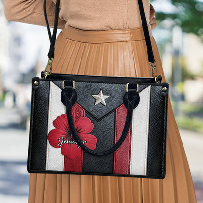 Gift For Puerto Rican Woman - Personalized Expats Leather Handbag