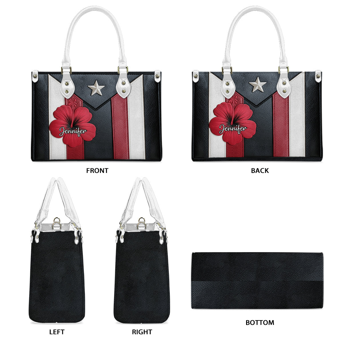 Gift For Puerto Rican Woman - Personalized Expats Leather Handbag