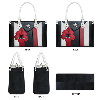 Gift For Puerto Rican Woman - Personalized Expats Leather Handbag