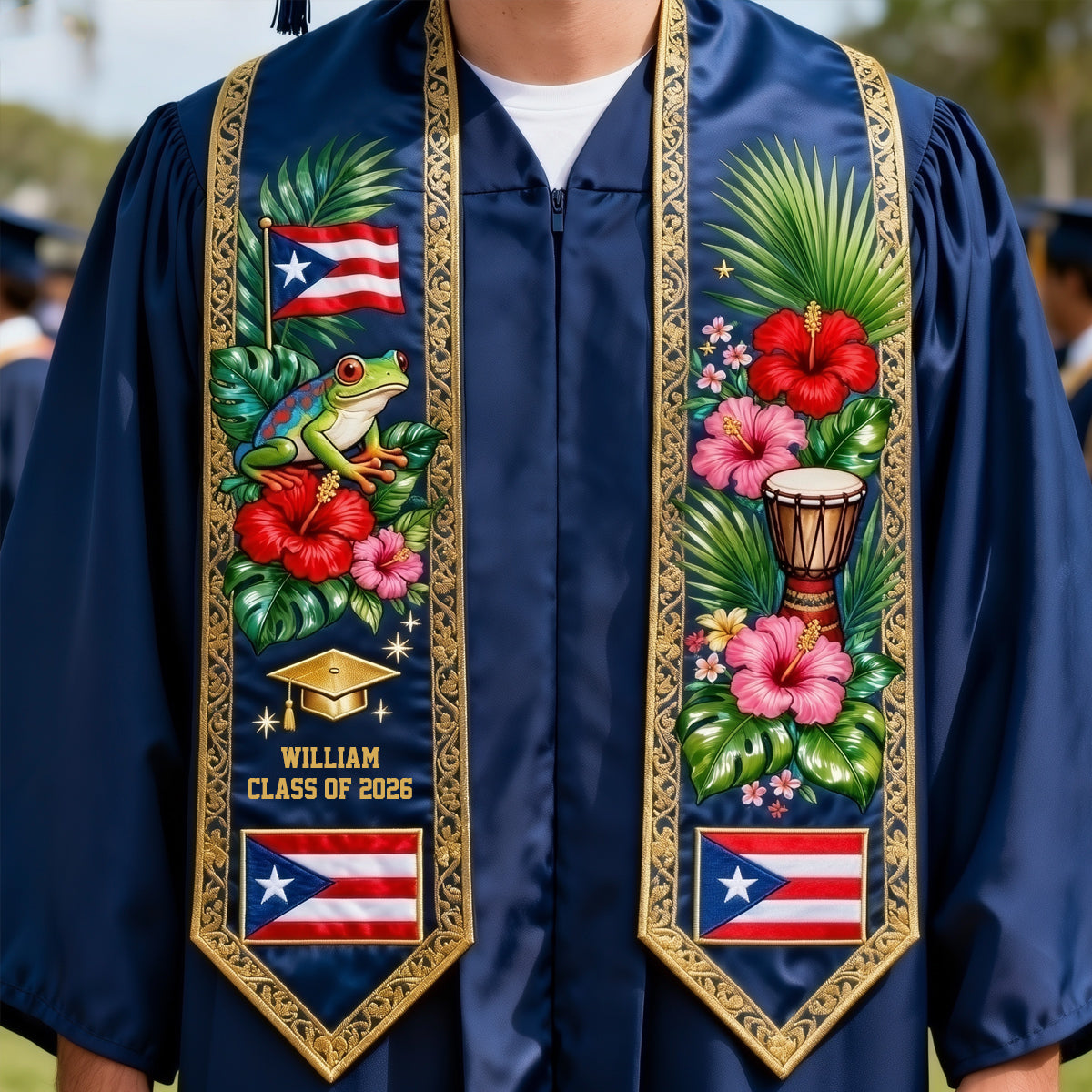 Proud Puerto Rican, Class Of 2026 - Personalized Graduation Graduation Stole
