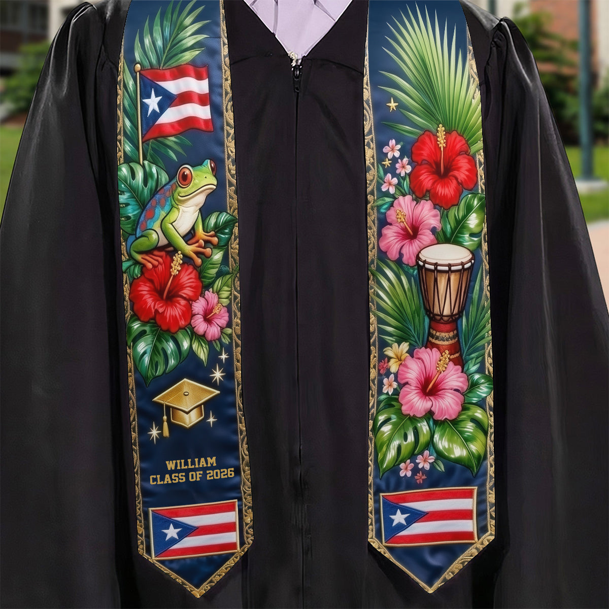 Proud Puerto Rican, Class Of 2026 - Personalized Graduation Graduation Stole