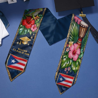 Proud Puerto Rican, Class Of 2026 - Personalized Graduation Graduation Stole