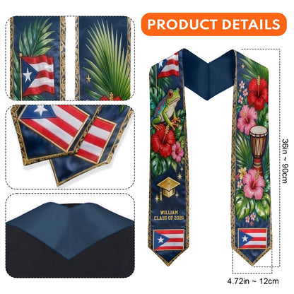 Proud Puerto Rican, Class Of 2026 - Personalized Graduation Graduation Stole