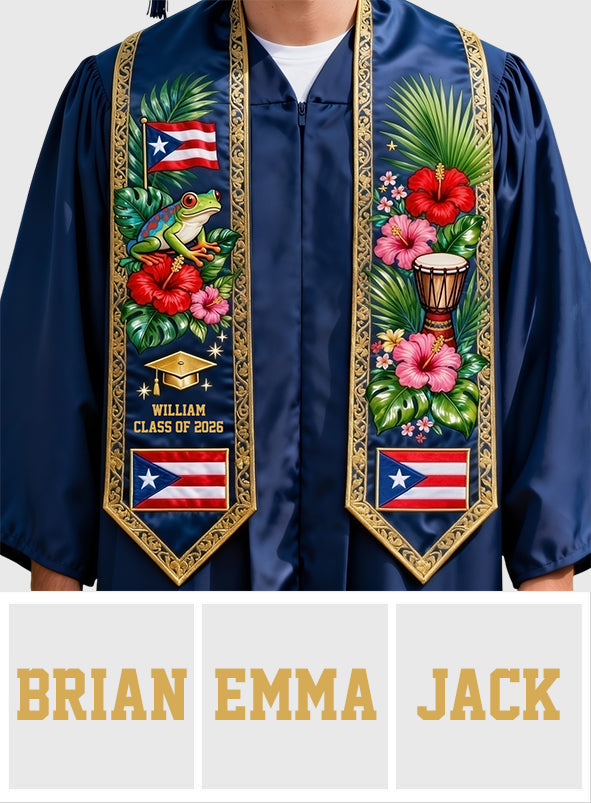 Proud Puerto Rican, Class Of 2026 - Personalized Graduation Graduation Stole