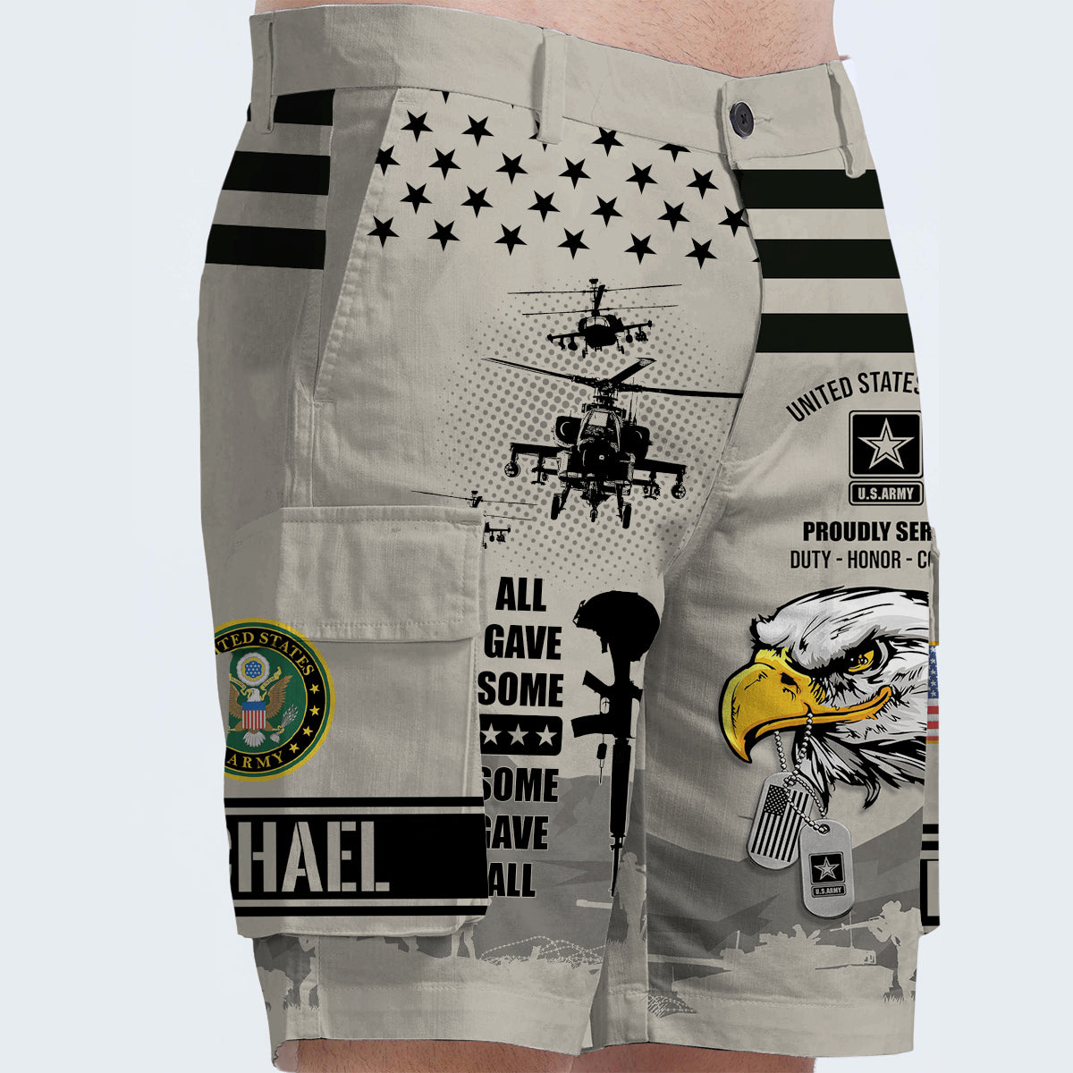 All Gave Some - Personalized Veteran Cargo Shorts With Belt