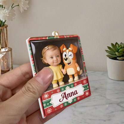 Cute Friends Any Character - Personalized Blue Dog Premium 3D Ornament