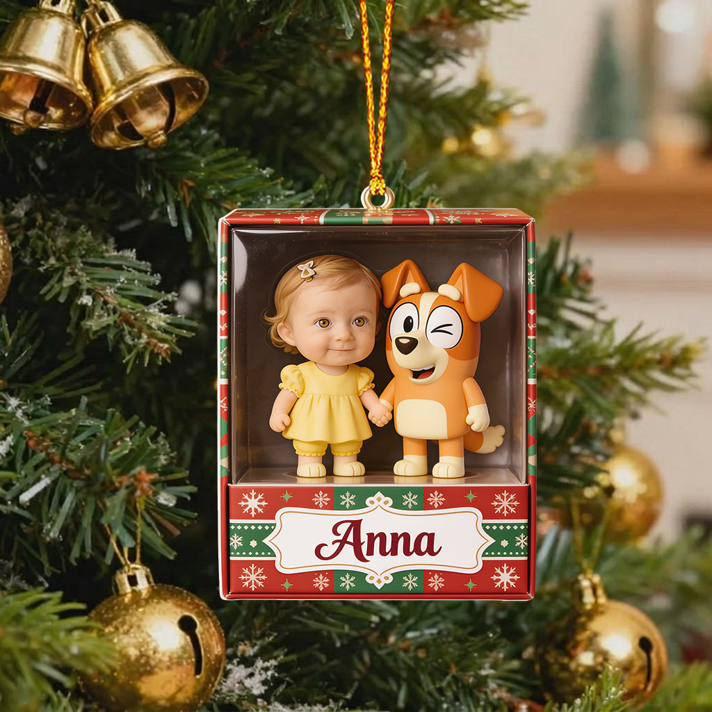 Cute Friends Any Character - Personalized Blue Dog Premium 3D Ornament